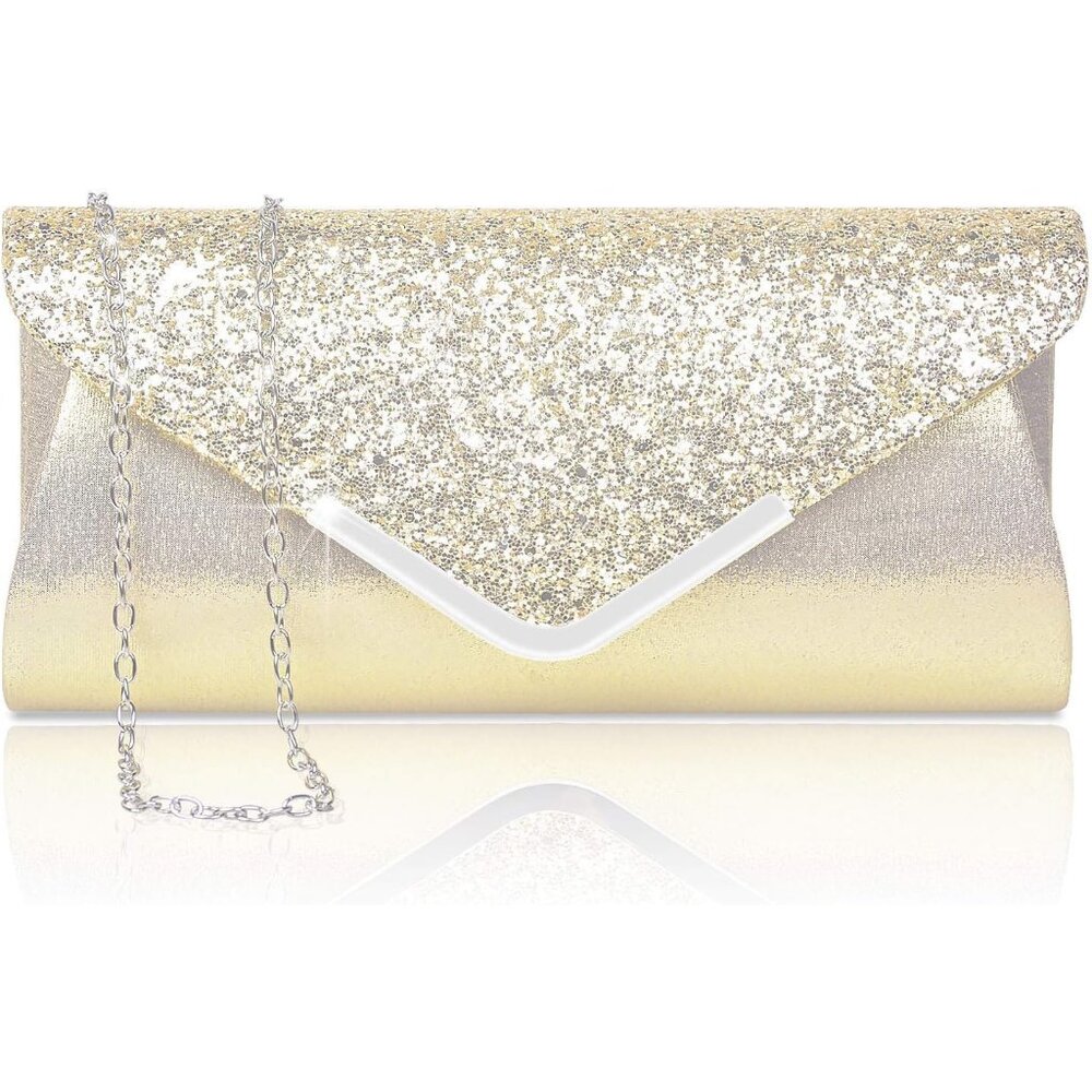 Versatile Gold Evening Bag - Pleated Design & Rhinestones For Special Occasions